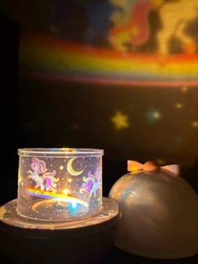 Unicorn Projector Nightlight Soothing Sleep Sounds & Music White w/ Pink Bow